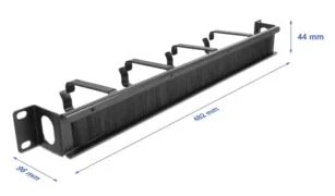 DELOCK cable management 67033, 19"/1U rack, 4x γάντζοι & βούρτσα, μαύρο 2