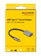 DELOCK εξωτερική κάρτα ήχου 67071, 2x 3.5mm, USB-C σύνδεση, γκρι 3