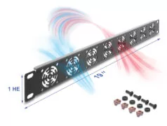 DELOCK κάλυμμα για 8x 40mm ανεμιστήρες 67414 για rack 19"/1U, μεταλλικό, μαύρο 2