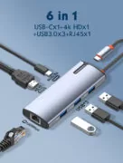 LDNIO docking station DS-16H, 6 θυρών, USB-C σύνδεση, 4K, 100W PD, γκρι 8