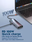 LDNIO docking station DS-16H, 6 θυρών, USB-C σύνδεση, 4K, 100W PD, γκρι 9