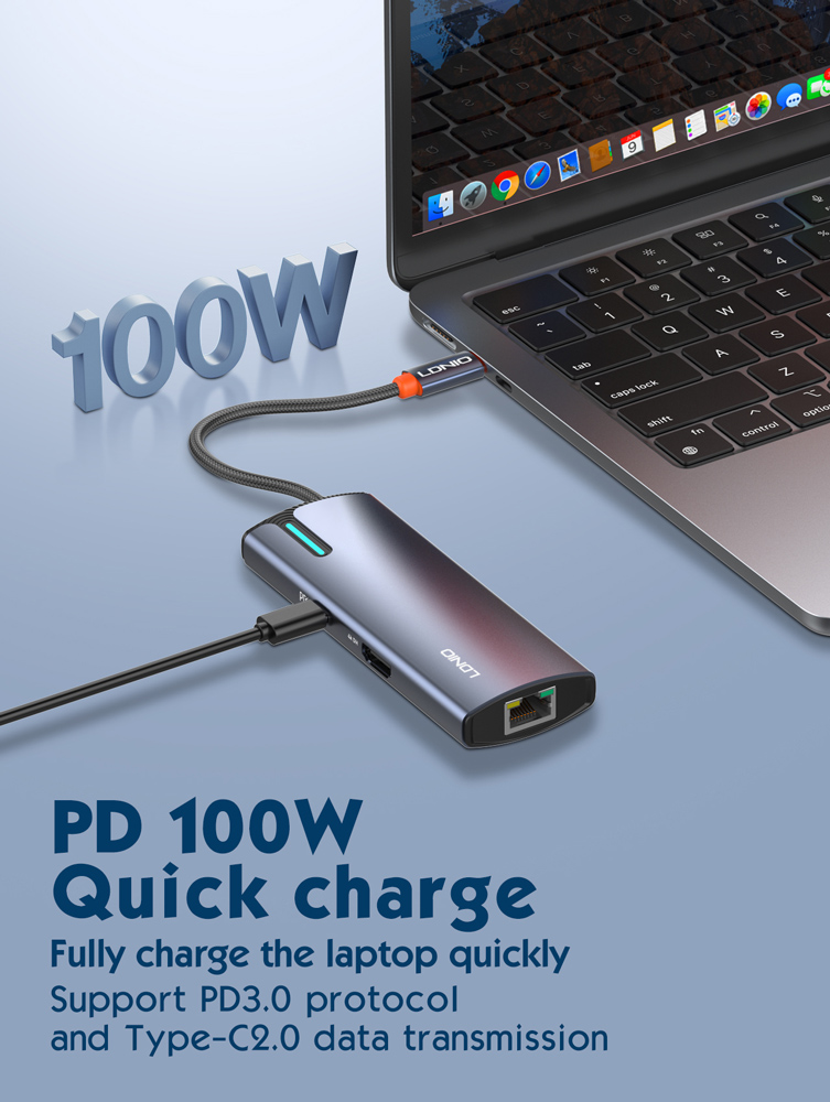 LDNIO docking station DS-16H, 6 θυρών, USB-C σύνδεση, 4K, 100W PD, γκρι 11 LDNIO docking station DS-16H, 6 θυρών, USB-C σύνδεση, 4K, 100W PD, γκρι - Image 9