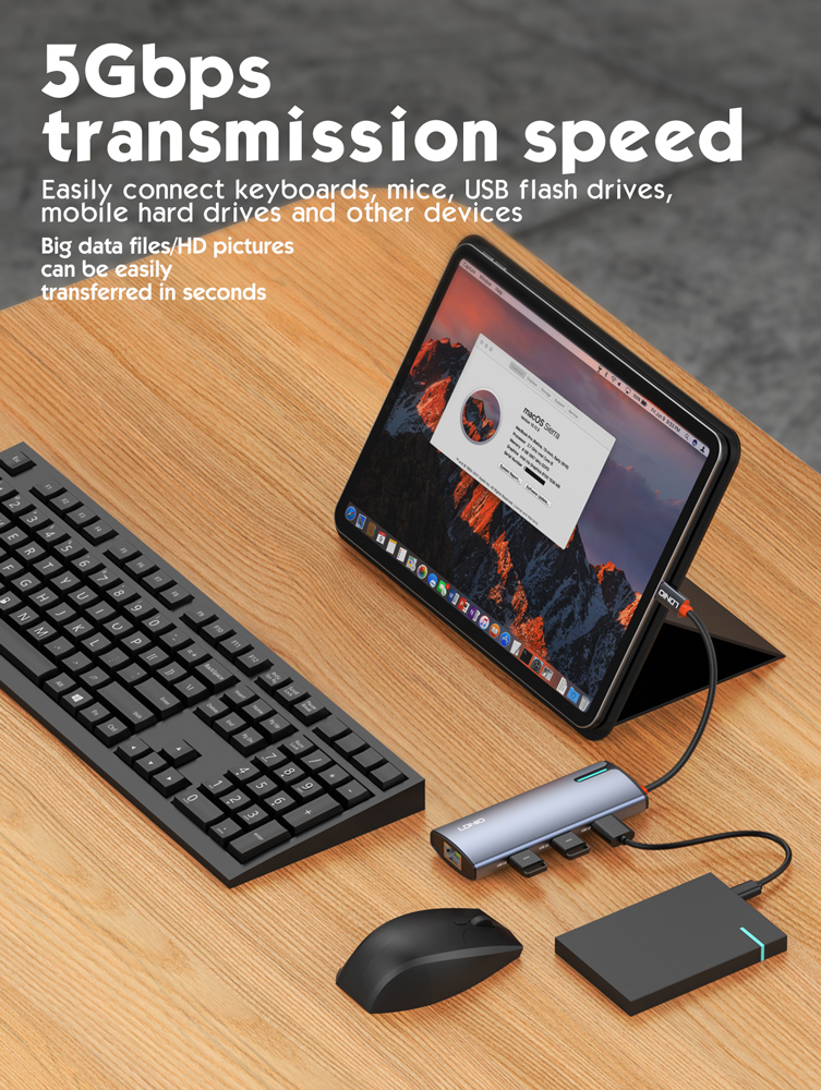 LDNIO docking station DS-16H, 6 θυρών, USB-C σύνδεση, 4K, 100W PD, γκρι 15 LDNIO docking station DS-16H, 6 θυρών, USB-C σύνδεση, 4K, 100W PD, γκρι - Image 13