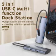 LDNIO docking station DS-15H, 5 θυρών, USB-C σύνδεση, 4K, 100W PD, γκρι 2
