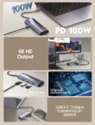 LDNIO docking station DS-15H, 5 θυρών, USB-C σύνδεση, 4K, 100W PD, γκρι 6