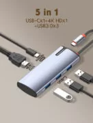 LDNIO docking station DS-15H, 5 θυρών, USB-C σύνδεση, 4K, 100W PD, γκρι 7