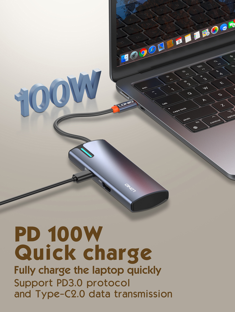 LDNIO docking station DS-15H, 5 θυρών, USB-C σύνδεση, 4K, 100W PD, γκρι 10 LDNIO docking station DS-15H, 5 θυρών, USB-C σύνδεση, 4K, 100W PD, γκρι - Image 8