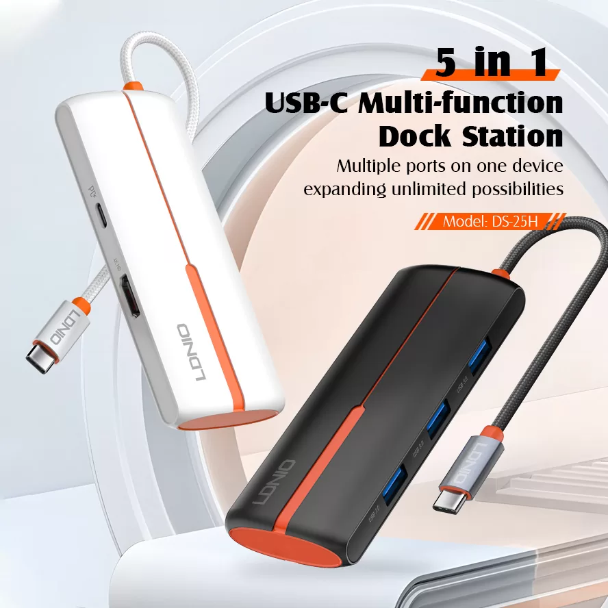 LDNIO docking station DS-25H, 5 θυρών, USB-C σύνδεση, 4K, 100W PD, μαύρο 4 LDNIO docking station DS-25H, 5 θυρών, USB-C σύνδεση, 4K, 100W PD, μαύρο - Image 2