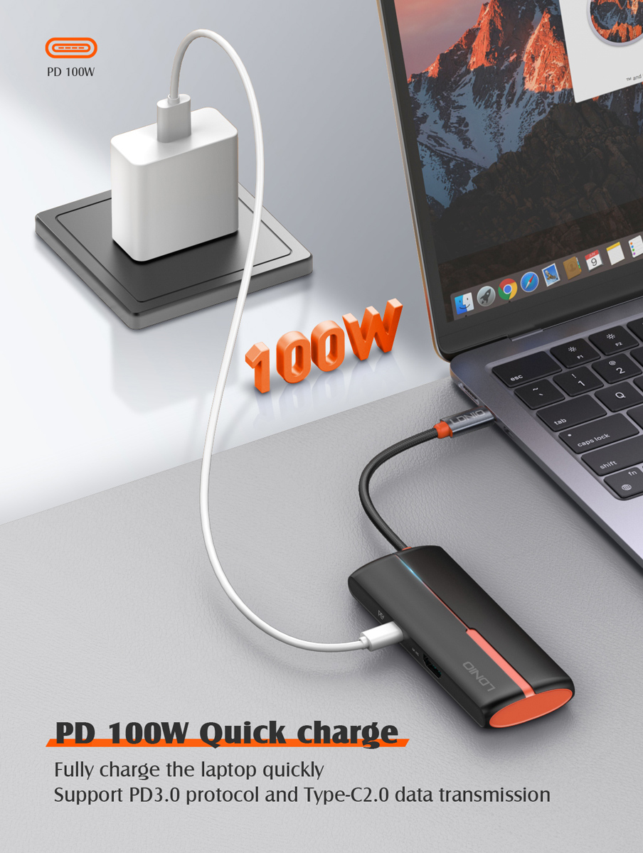 LDNIO docking station DS-25H, 5 θυρών, USB-C σύνδεση, 4K, 100W PD, μαύρο 7 LDNIO docking station DS-25H, 5 θυρών, USB-C σύνδεση, 4K, 100W PD, μαύρο - Image 5