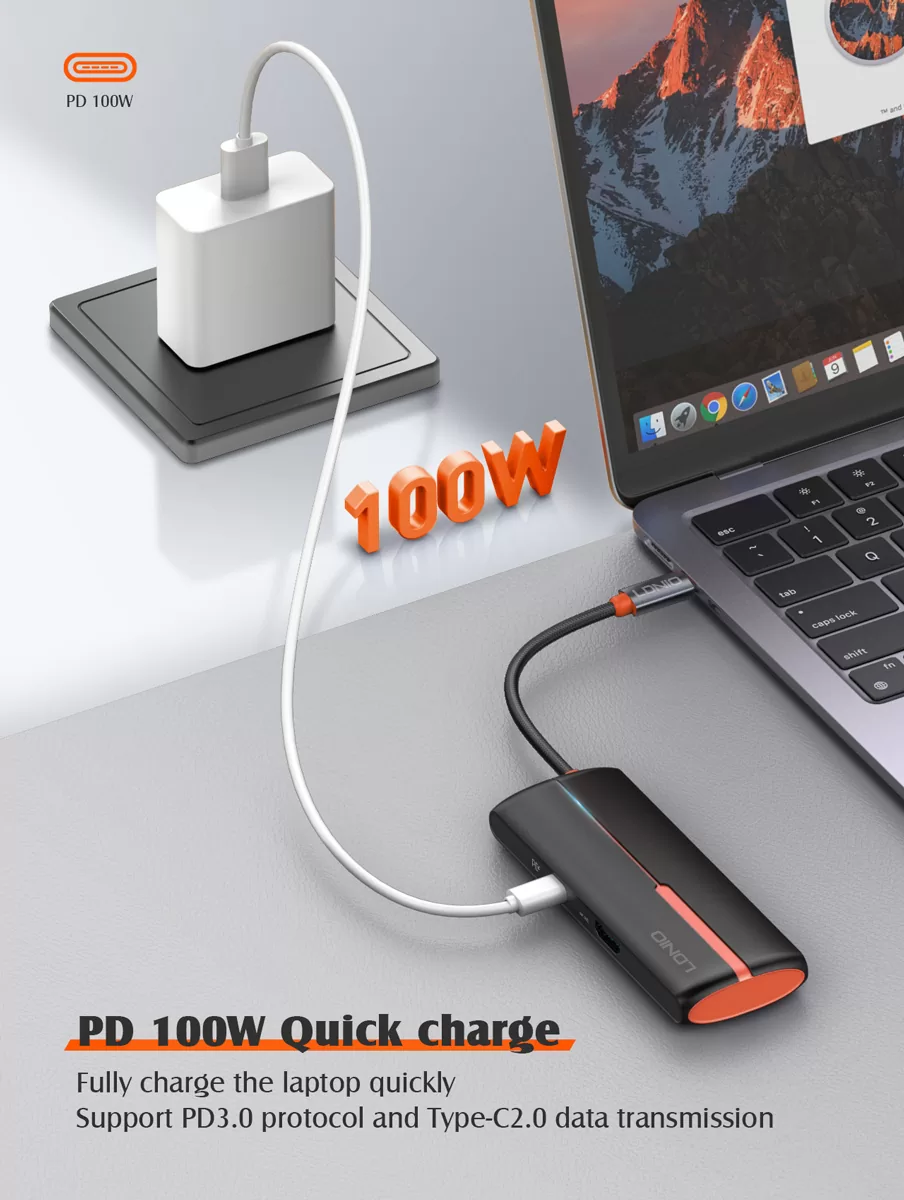 LDNIO docking station DS-25H, 5 θυρών, USB-C σύνδεση, 4K, 100W PD, μαύρο 7 LDNIO docking station DS-25H, 5 θυρών, USB-C σύνδεση, 4K, 100W PD, μαύρο - Image 5