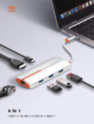 LDNIO docking station DS-26H, 6 θυρών, USB-C σύνδεση, 4K, 100W PD, λευκό 3