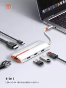 LDNIO docking station DS-26H, 6 θυρών, USB-C σύνδεση, 4K, 100W PD, λευκό 3