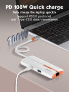 LDNIO USB hub DS-26U με θύρα δικτύου, 6 θυρών, USB-C σύνδεση, 100W PD, λευκό 13 LDNIO USB hub DS-26U με θύρα δικτύου, 6 θυρών, USB-C σύνδεση, 100W PD, λευκό 3