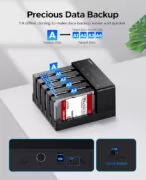 ORICO docking station για 2.5" ή 3.5" SATA HDD/SSD 6558US3-C, 5 θέσεων, 5Gbps, clone function, μαύρο 3