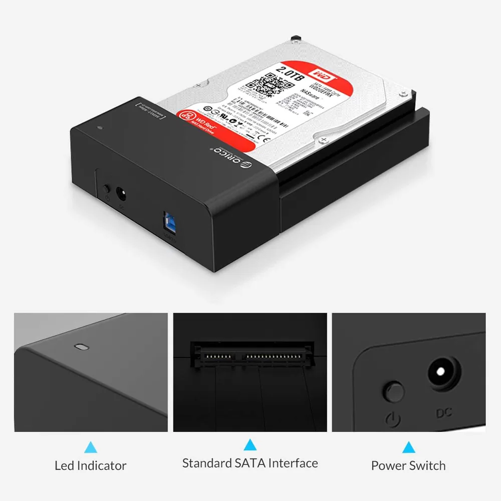 ORICO docking station για 2.5" ή 3.5" SATA HDD/SSD 6518US3-V2, 5Gbps, μαύρο 6 ORICO docking station για 2.5" ή 3.5" SATA HDD/SSD 6518US3-V2, 5Gbps, μαύρο - Image 4