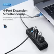 ORICO USB hub PW4U-C3, 4x θυρών, USB 3.0, 5Gbps, USB-C σύνδεση, μαύρο 2