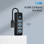 ORICO USB hub PW4U-C3, 4x θυρών, USB 3.0, 5Gbps, USB-C σύνδεση, μαύρο 3