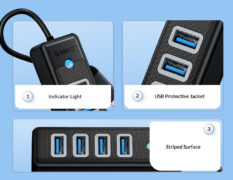 ORICO USB hub PW4U-C3, 4x θυρών, USB 3.0, 5Gbps, USB-C σύνδεση, μαύρο 10 ORICO USB hub PW4U-C3, 4x θυρών, USB 3.0, 5Gbps, USB-C σύνδεση, μαύρο 4