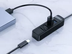ORICO USB hub TWU32-4A, 4x θυρών, USB 3.0, 5Gbps, USB σύνδεση, έξτρα τροφοδοσία, μαύρο 3