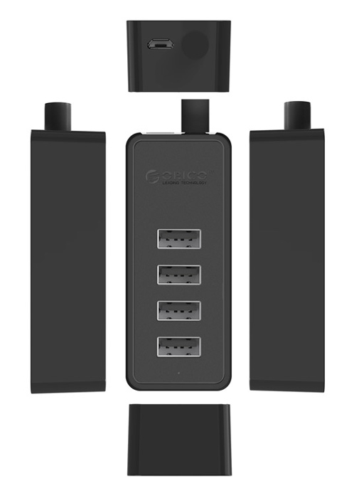 ORICO USB hub W5P-U2, 4x θυρών, USB 2.0, 480Mbps, USB σύνδεση, 1m καλώδιο, μαύρο 6 ORICO USB hub W5P-U2, 4x θυρών, USB 2.0, 480Mbps, USB σύνδεση, 1m καλώδιο, μαύρο - Image 4