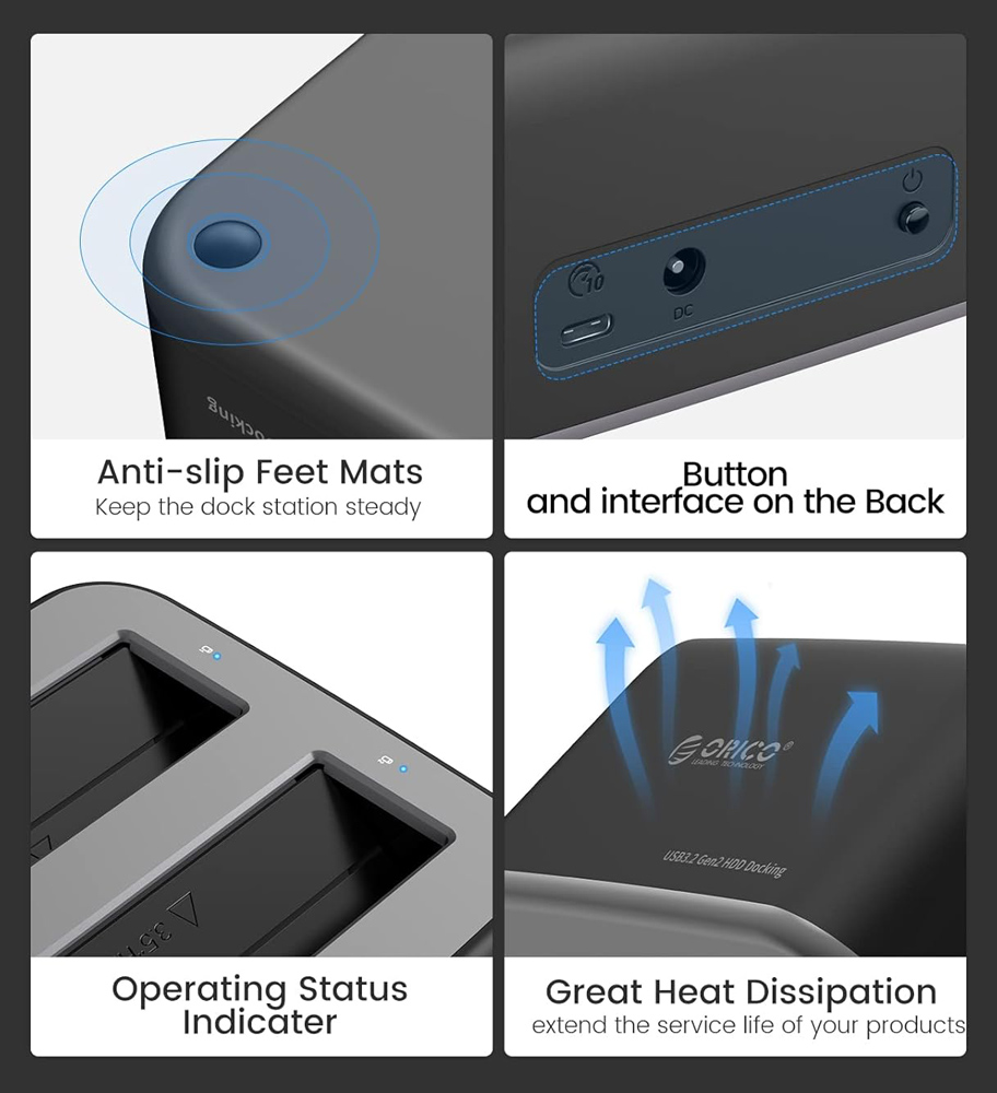 ORICO docking station για 2.5" ή 3.5" SATA HDD/SSD 6829C3-V1, 2 θέσεων, 5Gbps, μαύρο 5 ORICO docking station για 2.5" ή 3.5" SATA HDD/SSD 6829C3-V1, 2 θέσεων, 5Gbps, μαύρο - Image 3