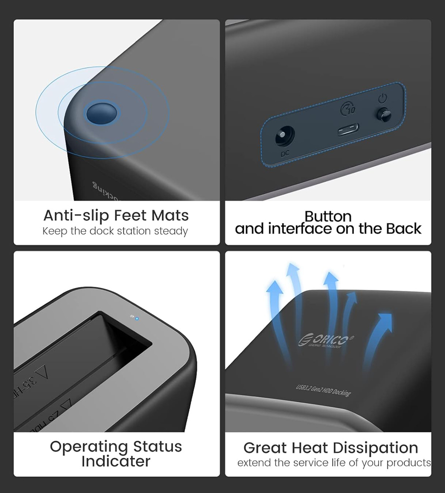 ORICO docking station για 2.5" ή 3.5" SATA HDD/SSD 6819C3-V1, 5Gbps, μαύρο 5 ORICO docking station για 2.5" ή 3.5" SATA HDD/SSD 6819C3-V1, 5Gbps, μαύρο - Image 3