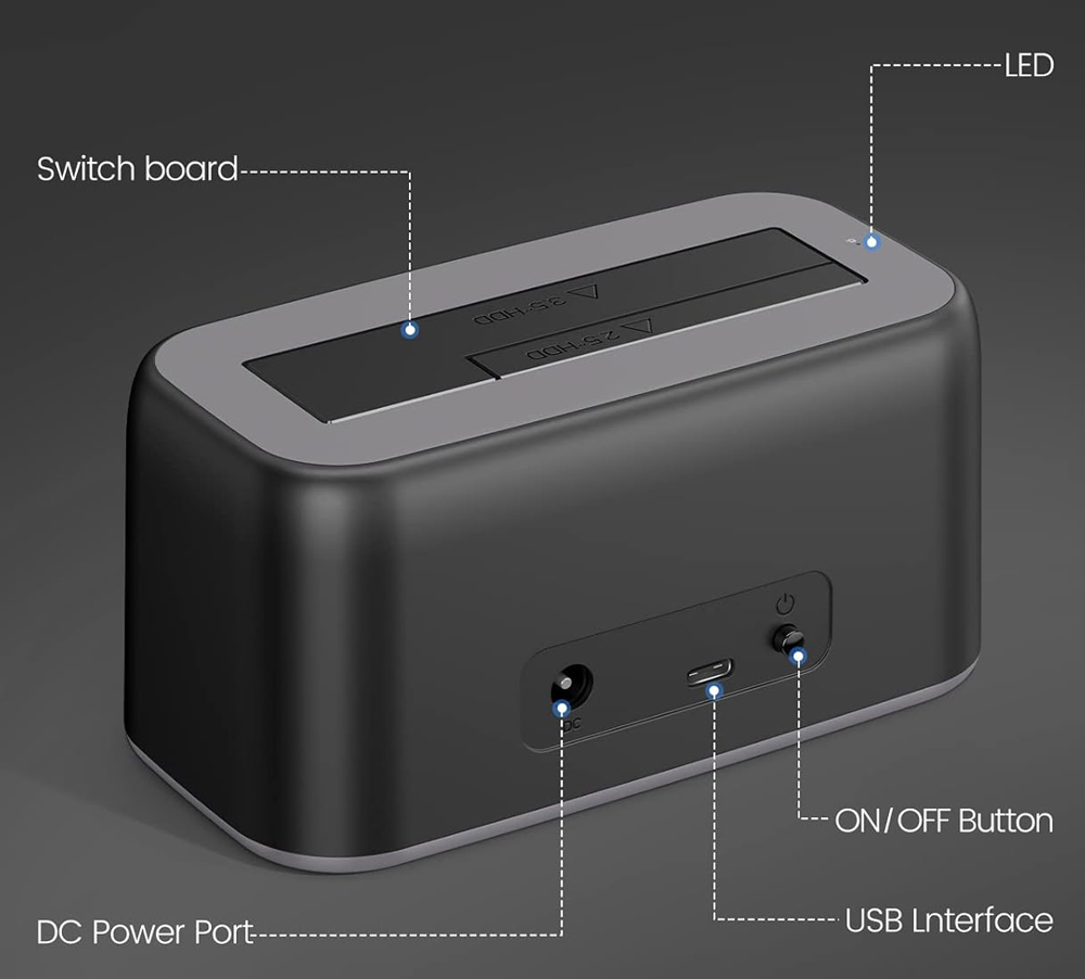 ORICO docking station για 2.5" ή 3.5" SATA HDD/SSD 6819C3-V1, 5Gbps, μαύρο 6 ORICO docking station για 2.5" ή 3.5" SATA HDD/SSD 6819C3-V1, 5Gbps, μαύρο - Image 4