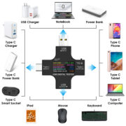 Συσκευή ελέγχου λειτουργίας θύρας USB, Micro USB & USB-C, 3.6-32V, LCD 2