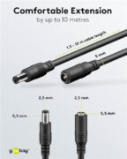 GOOBAY καλώδιο προέκτασης τροφοδοσίας 71401, 5.5x2.5mm, 3m, μαύρο 12 GOOBAY καλώδιο προέκτασης τροφοδοσίας 71401, 5.5x2.5mm, 3m, μαύρο 4