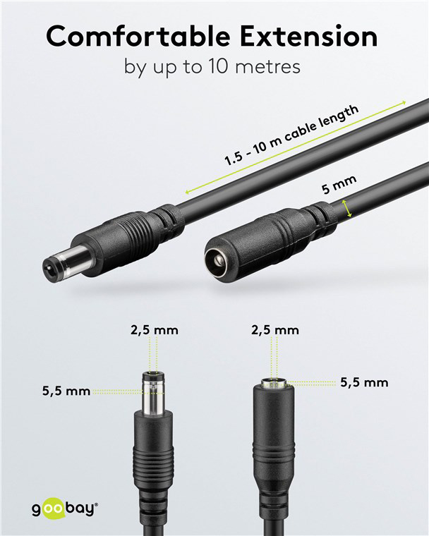 GOOBAY καλώδιο προέκτασης τροφοδοσίας 71401, 5.5x2.5mm, 3m, μαύρο 6 GOOBAY καλώδιο προέκτασης τροφοδοσίας 71401, 5.5x2.5mm, 3m, μαύρο - Image 4