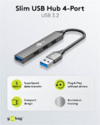 GOOBAY USB hub 74456, 4x θυρών, USB 3.2, 5Gbps, USB σύνδεση, γκρι 14 GOOBAY USB hub 74456, 4x θυρών, USB 3.2, 5Gbps, USB σύνδεση, γκρι 5