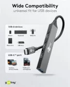 GOOBAY USB hub 74457, 4x θυρών, USB 3.2, 5Gbps, USB-C σύνδεση, γκρι 4