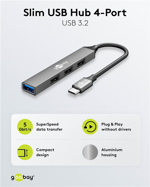 GOOBAY USB hub 74457, 4x θυρών, USB 3.2, 5Gbps, USB-C σύνδεση, γκρι 7 GOOBAY USB hub 74457, 4x θυρών, USB 3.2, 5Gbps, USB-C σύνδεση, γκρι - Image 5