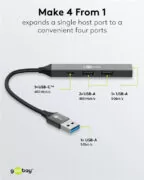 GOOBAY USB hub 74458, 4x θυρών, USB 3.2, 5Gbps, USB σύνδεση, γκρι 12 GOOBAY USB hub 74458, 4x θυρών, USB 3.2, 5Gbps, USB σύνδεση, γκρι 3