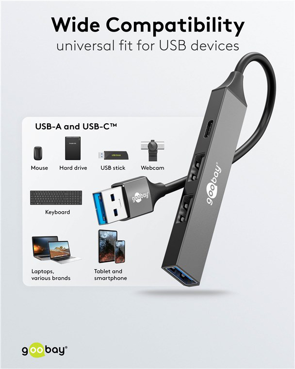 GOOBAY USB hub 74458, 4x θυρών, USB 3.2, 5Gbps, USB σύνδεση, γκρι 6 GOOBAY USB hub 74458, 4x θυρών, USB 3.2, 5Gbps, USB σύνδεση, γκρι - Image 4