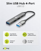 GOOBAY USB hub 74458, 4x θυρών, USB 3.2, 5Gbps, USB σύνδεση, γκρι 14 GOOBAY USB hub 74458, 4x θυρών, USB 3.2, 5Gbps, USB σύνδεση, γκρι 5