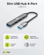 GOOBAY USB hub 74458, 4x θυρών, USB 3.2, 5Gbps, USB σύνδεση, γκρι 14 GOOBAY USB hub 74458, 4x θυρών, USB 3.2, 5Gbps, USB σύνδεση, γκρι 5