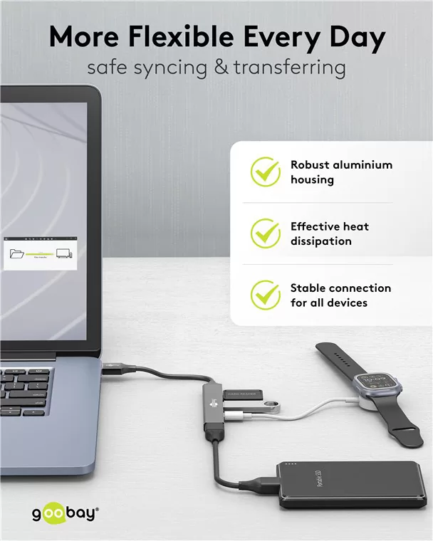GOOBAY USB hub 74458, 4x θυρών, USB 3.2, 5Gbps, USB σύνδεση, γκρι 8 GOOBAY USB hub 74458, 4x θυρών, USB 3.2, 5Gbps, USB σύνδεση, γκρι - Image 6
