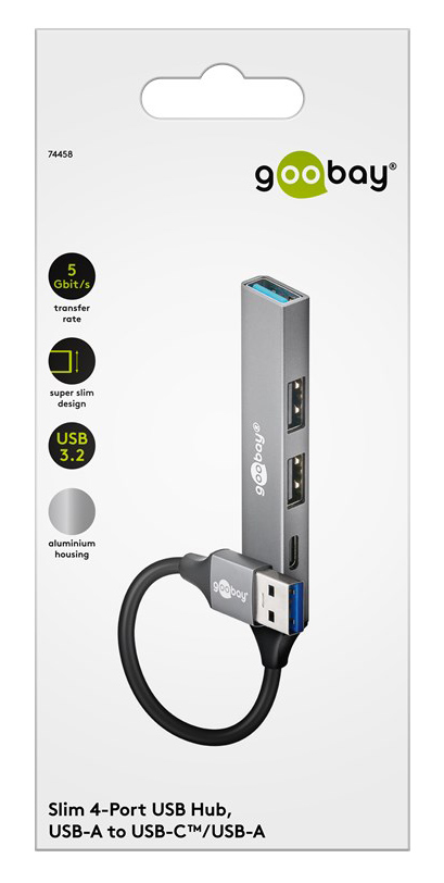 GOOBAY USB hub 74458, 4x θυρών, USB 3.2, 5Gbps, USB σύνδεση, γκρι 10 GOOBAY USB hub 74458, 4x θυρών, USB 3.2, 5Gbps, USB σύνδεση, γκρι - Image 8