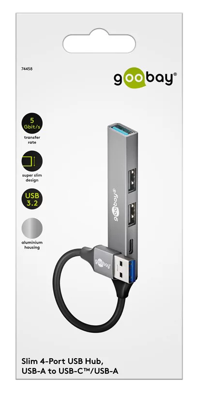 GOOBAY USB hub 74458, 4x θυρών, USB 3.2, 5Gbps, USB σύνδεση, γκρι 10 GOOBAY USB hub 74458, 4x θυρών, USB 3.2, 5Gbps, USB σύνδεση, γκρι - Image 8