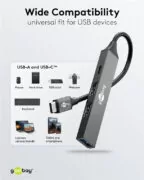 GOOBAY USB hub 74459, 4x θυρών, USB 3.2, 5Gbps, USB-C σύνδεση, γκρι 4