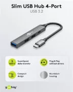 GOOBAY USB hub 74459, 4x θυρών, USB 3.2, 5Gbps, USB-C σύνδεση, γκρι 5