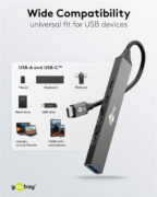 GOOBAY USB hub 74460, 5x θυρών, USB 3.2, 5Gbps, 100W, USB-C σύνδεση, γκρι 4