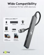 GOOBAY USB hub 74460, 5x θυρών, USB 3.2, 5Gbps, 100W, USB-C σύνδεση, γκρι 4