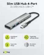 GOOBAY USB hub 76563, 4x θυρών, USB 3.2, 5Gbps, USB-C σύνδεση, γκρι 3