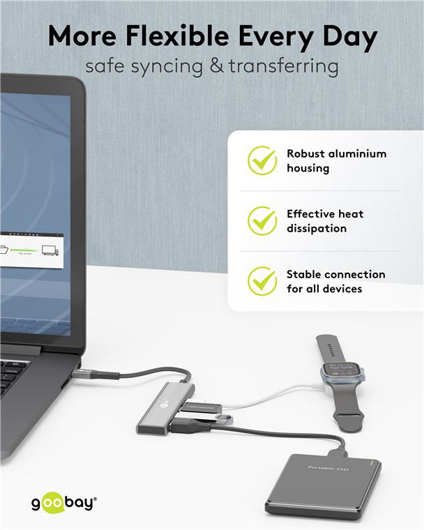 GOOBAY USB hub 76563, 4x θυρών, USB 3.2, 5Gbps, USB-C σύνδεση, γκρι 8 GOOBAY USB hub 76563, 4x θυρών, USB 3.2, 5Gbps, USB-C σύνδεση, γκρι - Image 6