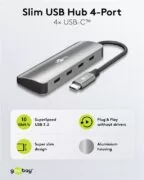 GOOBAY USB hub 76565, 4x θυρών, USB 3.2, 10Gbps, USB-C σύνδεση, γκρι 2