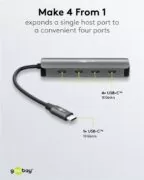 GOOBAY USB hub 76565, 4x θυρών, USB 3.2, 10Gbps, USB-C σύνδεση, γκρι 4