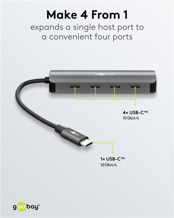 GOOBAY USB hub 76565, 4x θυρών, USB 3.2, 10Gbps, USB-C σύνδεση, γκρι 6 GOOBAY USB hub 76565, 4x θυρών, USB 3.2, 10Gbps, USB-C σύνδεση, γκρι - Image 4