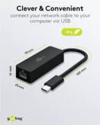 GOOBAY αντάπτορας δικτύου 76579, USB-C, 1000Mbps Ethernet, μαύρος 4
